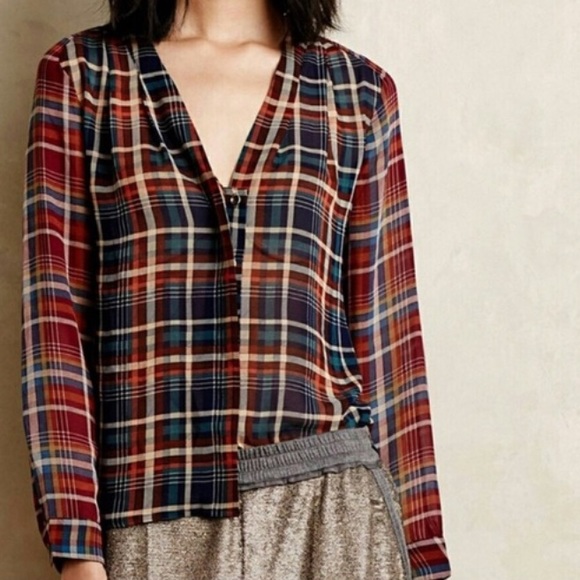 Anthropologie Maeve plaid blouse Med - MOVING SALE - Picture 2 of 5